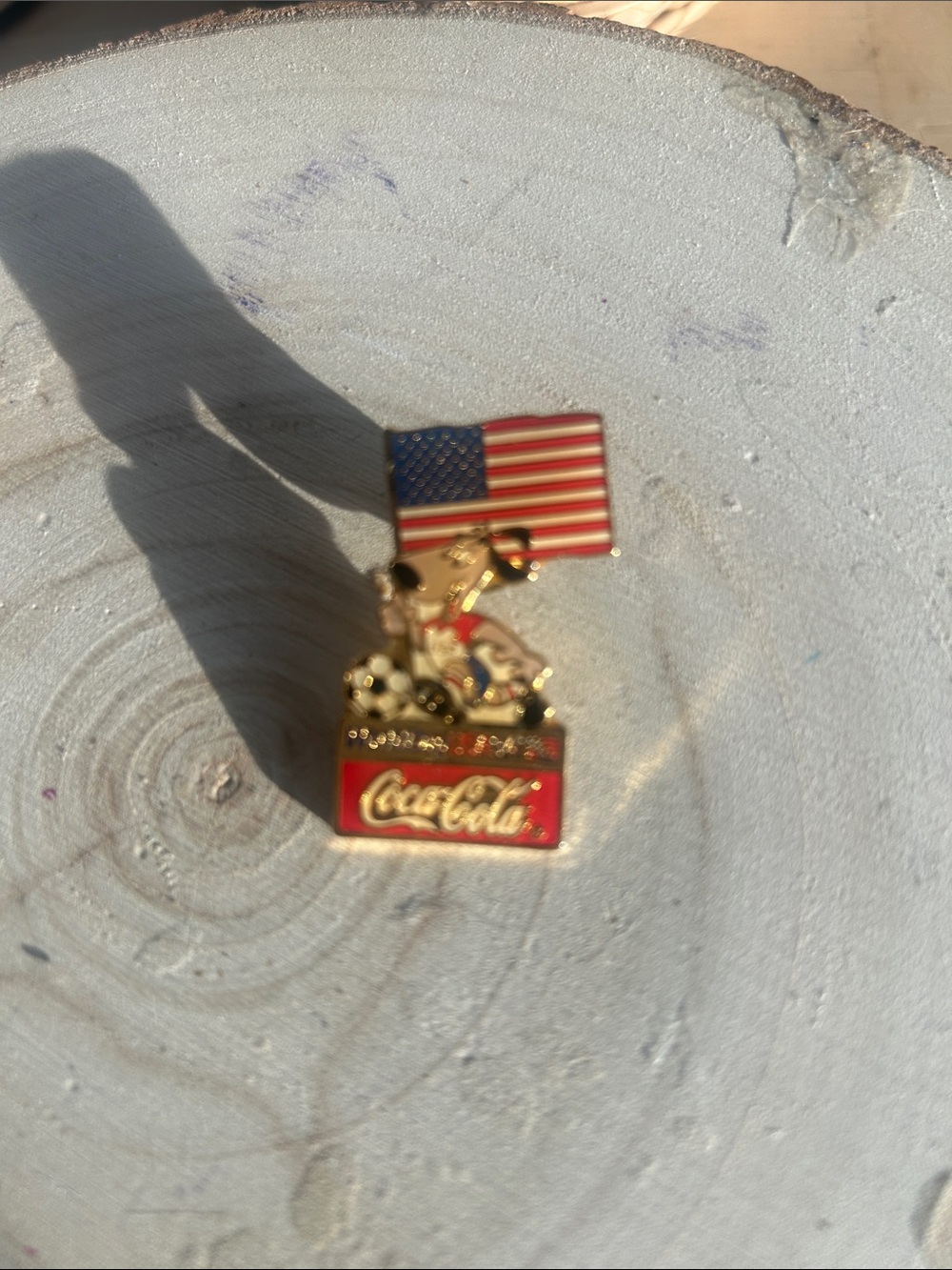Coca-Cola Red, Blue & Gold USA Soccer Mascot Pin
